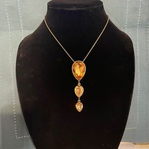 Touchstone Crystal by Swarovski Antique Pear Colorado Topaz Silk Necklace